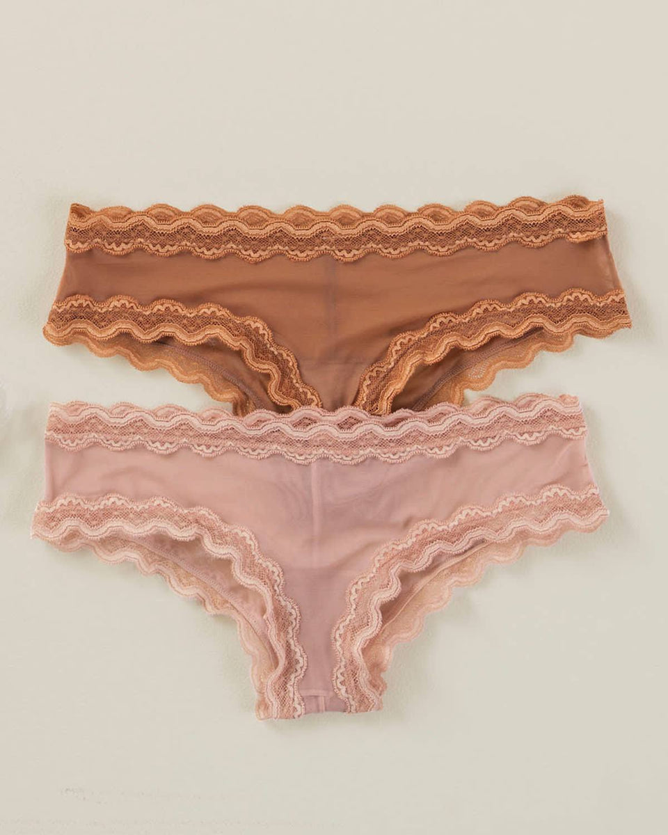 Paquete x2: panty cachetero con toques de encaje